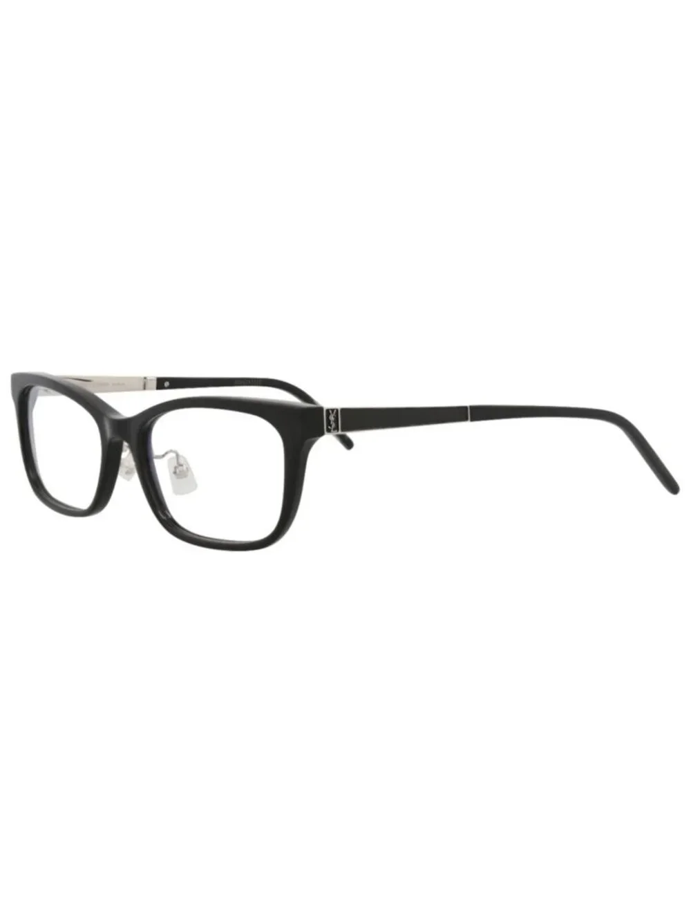 New Saint Laurent Women's Eyeglasses Square Rectangle Acetate Frame Black Silver